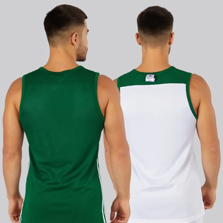 adidas Herren 3G Speed Reversible Basketball Trikot Dark Green/Weiß