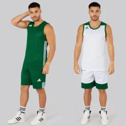 adidas Herren 3G Speed Reversible Basketball Trikot Dark Green/Weiß