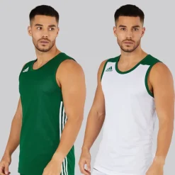 adidas Herren 3G Speed Reversible Basketball Trikot Dark Green/Weiß