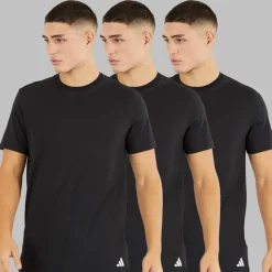 adidas Herren Komfort Flex Baumwolle Drei Pack Rundhals T Shirts Schwarz