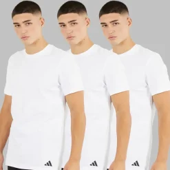 adidas Herren Komfort Flex Baumwolle Drei Pack Rundhals T Shirts Weiß