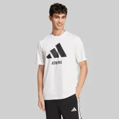 adidas Herren Logo Athen T Shirt Weiß