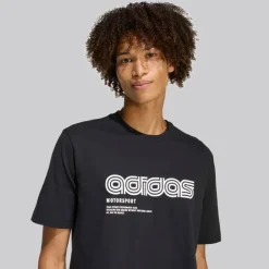 adidas Herren Motorsport Linear Grafik T Shirt Schwarz