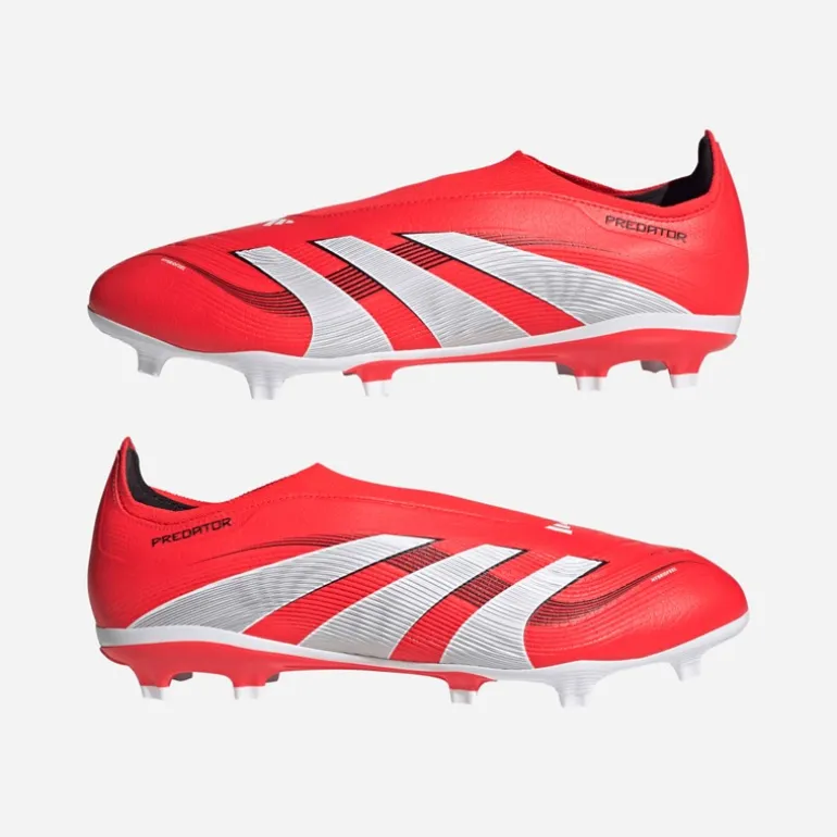 adidas Herren Predator League Schnürlose FG/MG Feste/Mehrere Boden Fußballstiefel Lucid Red/Cloud White/Core Black