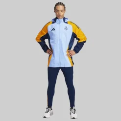 adidas Herren RMA Real Madrid 24/25 Wettkampf All Wetter Jacke Glow Blue/Crew Orange/Team Navy Blue