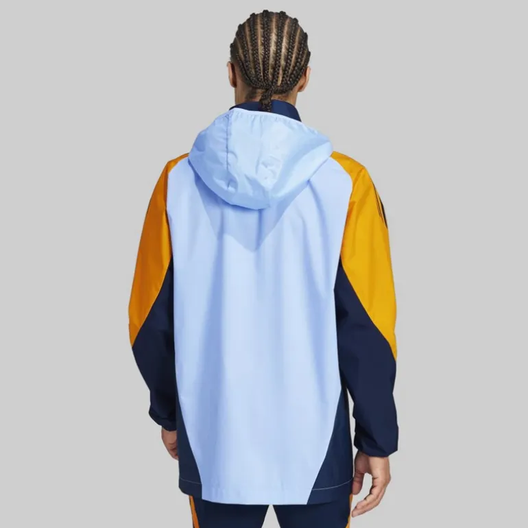adidas Herren RMA Real Madrid 24/25 Wettkampf All Wetter Jacke Glow Blue/Crew Orange/Team Navy Blue