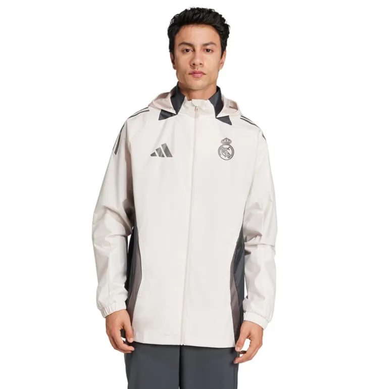 adidas Herren RMCF Real Madrid 24/25 Europäische Allwetter Jacke Putty Mauve/Dark Grey/Charcoal