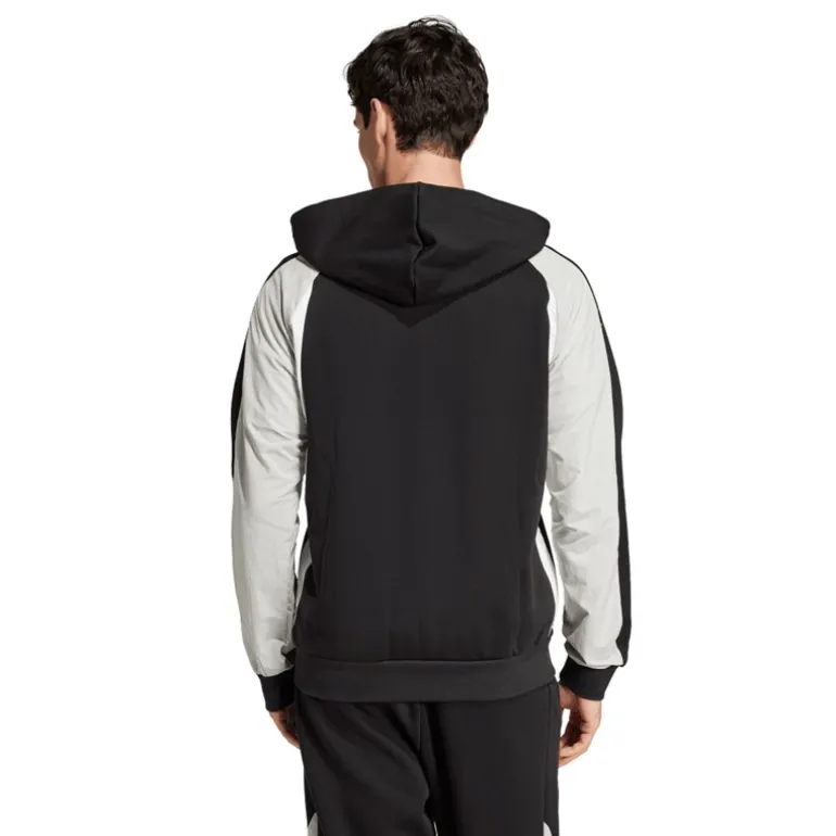 adidas Herren Saisonale Essentials Farbblock Reißverschluss Kapuzenpullover Schwarz