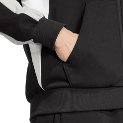 adidas Herren Saisonale Essentials Farbblock Reißverschluss Kapuzenpullover Schwarz