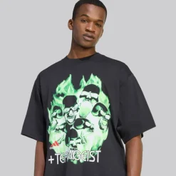 adidas Herren Teamgeist Moto Grafik T Shirt Schwarz