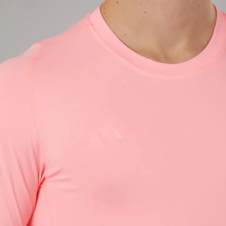 adidas Herren Tech Fit Langarm T Shirt Pink Spark