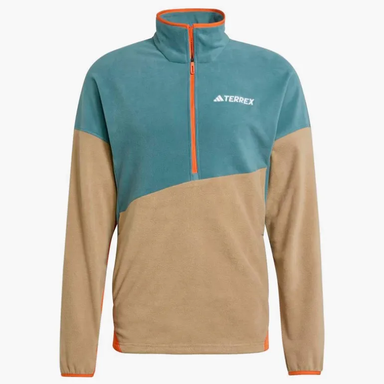 adidas Herren Terrex Multi Climawarm Fleece Anorak Preloved Teal/Cardboard/Semi Impact Orange