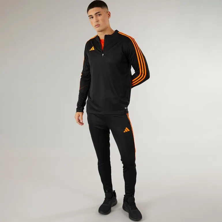 adidas Herren Tiro 23 Club 1/4 Reißverschluss Trainings Oberteil Schwarz/Signal Orange