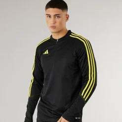 adidas Herren Tiro 23 Club 1/4 Zip Trainings Oberteil Schwarz/Hellgelb