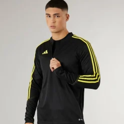 adidas Herren Tiro 23 Club 1/4 Zip Trainings Oberteil Schwarz/Hellgelb