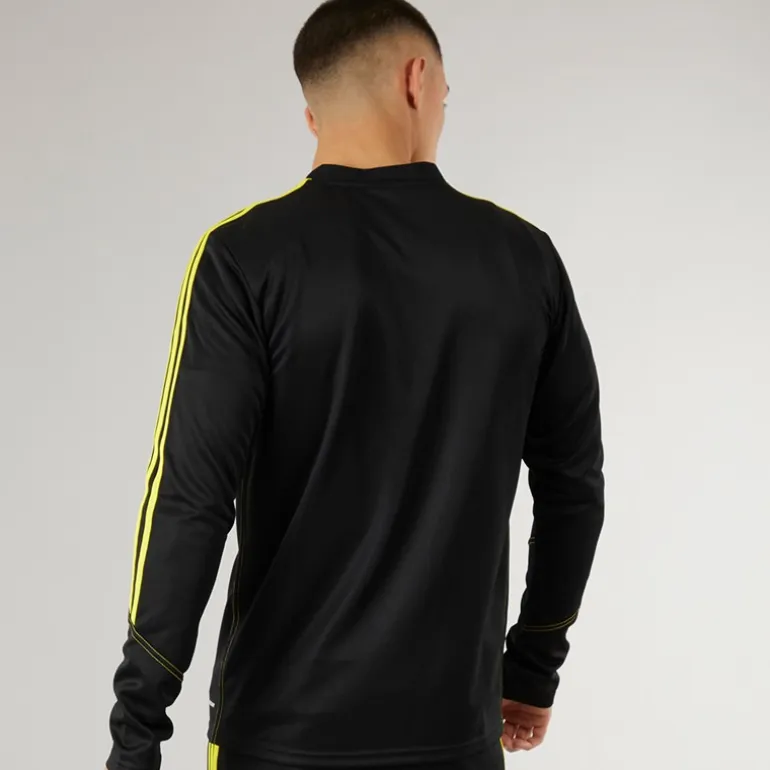 adidas Herren Tiro 23 Club 1/4 Zip Trainings Oberteil Schwarz/Hellgelb