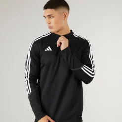 adidas Herren Tiro 23 Club 1/4 Zip Trainings Oberteil Schwarz/Weiß