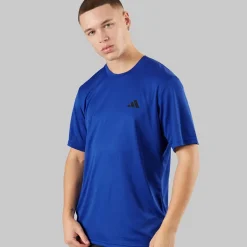 adidas Herren Train Essentials Basic T Shirt Semi Lucid Blue/Schwarz