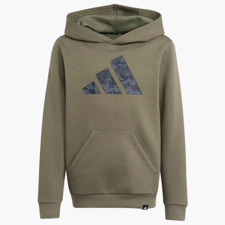 adidas Junge Kapuzenpullover mit Tarnmuster-Grafik Olive Strata