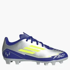 adidas Junior F50 Club Messi La Vida Rapida Pack FG/MG feste/mehrere Boden Fußballschuhe Silver Metallic/Solar Yellow/Lucid Blue