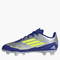 adidas Junior F50 Club Messi La Vida Rapida Pack FG/MG feste/mehrere Boden Fußballschuhe Silver Metallic/Solar Yellow/Lucid Blue
