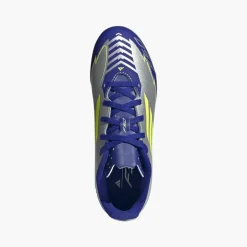 adidas Junior F50 Club Messi La Vida Rapida Pack FG/MG feste/mehrere Boden Fußballschuhe Silver Metallic/Solar Yellow/Lucid Blue