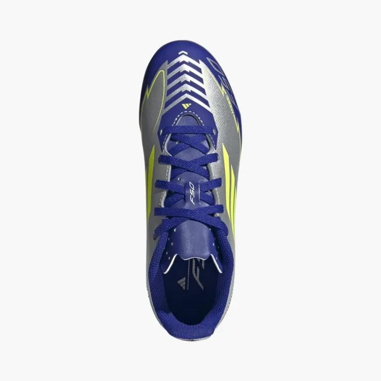 adidas Junior F50 Club Messi La Vida Rapida Pack FG/MG feste/mehrere Boden Fußballschuhe Silver Metallic/Solar Yellow/Lucid Blue