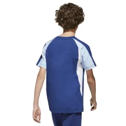 adidas Junior Junge Saisonale Essentials Farbblock T Shirt Dark Blue/Glow Blue/Weiß