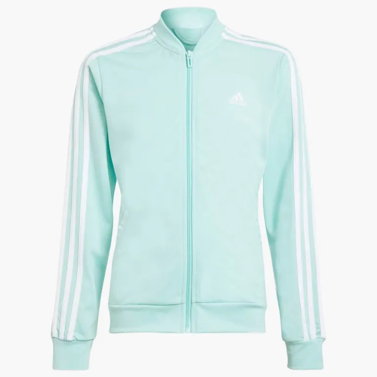 adidas Junior Mädchen Essentials 3 Streifen Trainingsanzug Semi Flash Aqua/Weiß