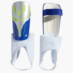 adidas Junior Messi Match Slip In Schienbeinschoner Silver Metallic/Lucid Blue/Solar Yellow