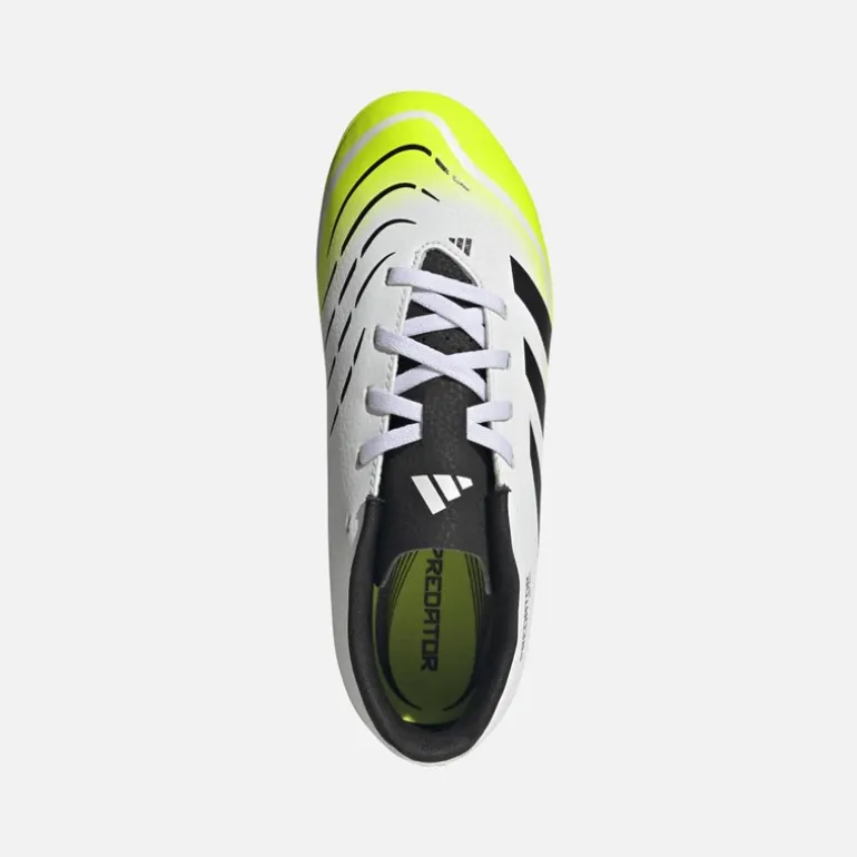 adidas Kinder Predator Club FG/MG Kunstrasen/Naturboden Fussballschuhe Cloud White/Core Black/Lucid Lemon