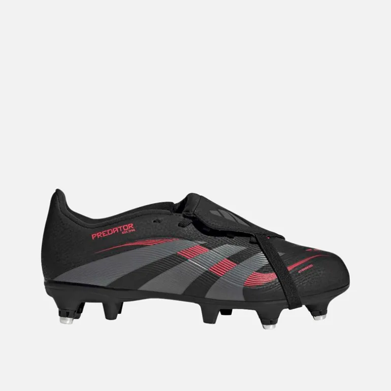 adidas Kinder Predator League Zunge SG Weicher Boden Fußballschuhe Core Black/Grey Four/Lucid Red