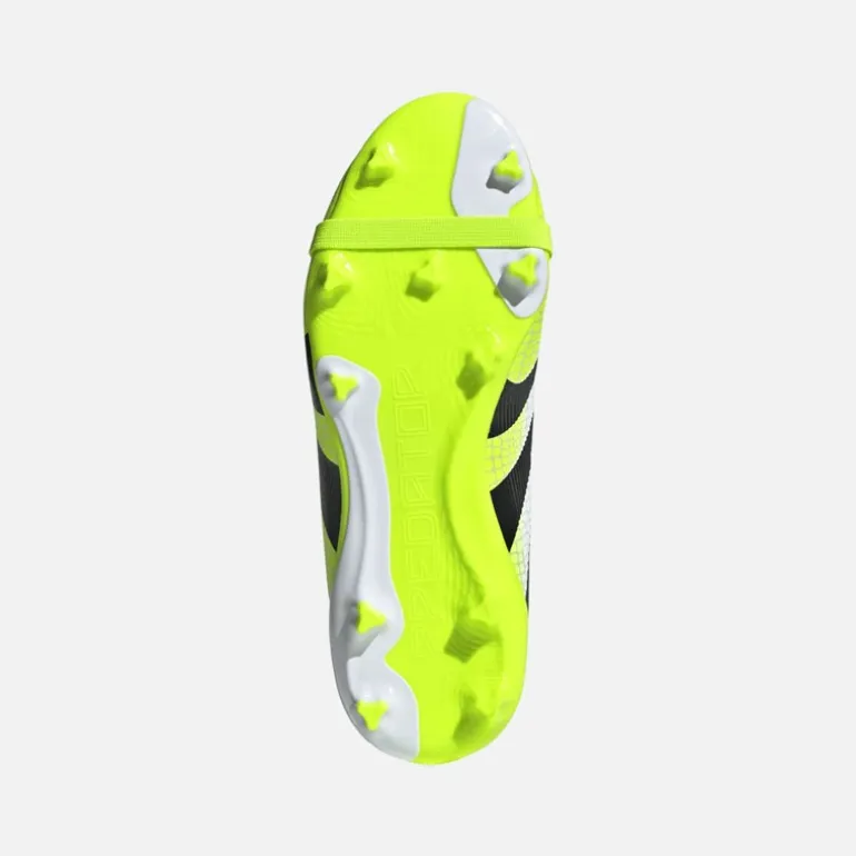 adidas Kinder Predator League Zunge FG/MG Kunstrasen/Naturrasen Fußballschuhe Cloud White/Core Black/Lucid Lemon