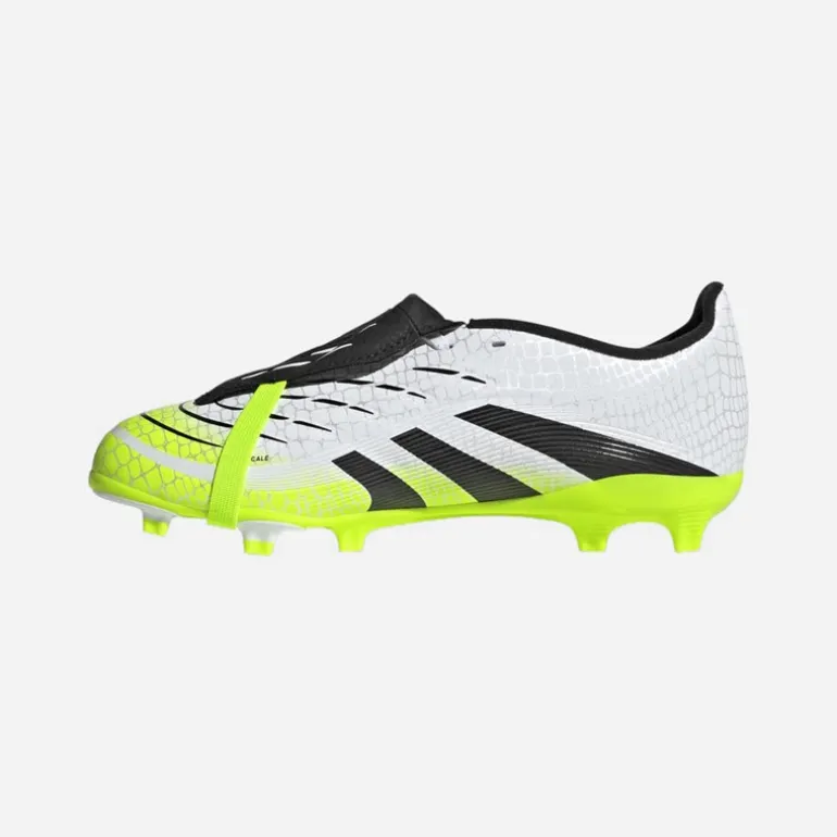 adidas Kinder Predator League Zunge FG/MG Kunstrasen/Naturrasen Fußballschuhe Cloud White/Core Black/Lucid Lemon