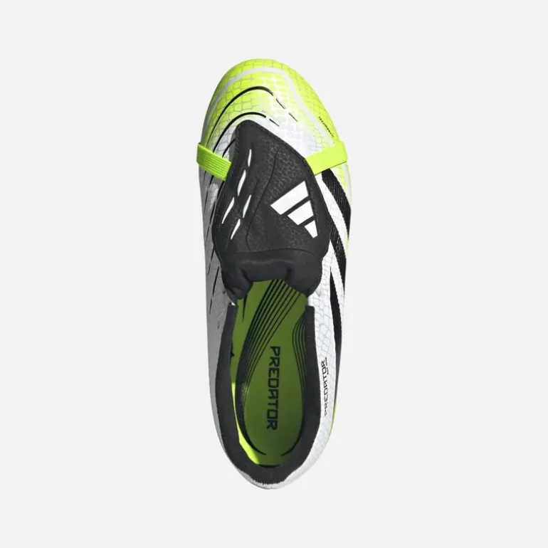 adidas Kinder Predator League Zunge FG/MG Kunstrasen/Naturrasen Fußballschuhe Cloud White/Core Black/Lucid Lemon