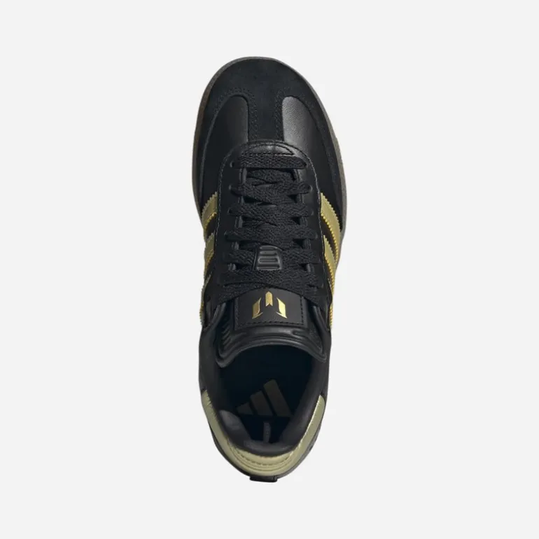 adidas Kinder Samba Messi IN Hallenfußballschuhe Core Black/Gold Metallic/Gum
