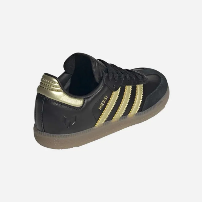 adidas Kinder Samba Messi IN Hallenfußballschuhe Core Black/Gold Metallic/Gum