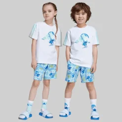 adidas Kinder X Disney Lilo Und Stitch T Shirt Und Shorts Set Weiß/Semi Flash Aqua