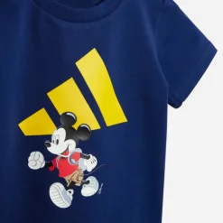adidas Kinder X Disney Mickey Maus T Shirt Und Shorts Set Dark Blue/Crew Yellow