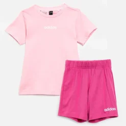 adidas Kleinkind Mädchen Essentials Lineares Logo T Shirt und Shorts Set Clear Pink/Weiss