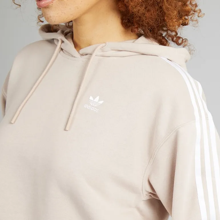 adidas Originals Damen Adicolor 3 Streifen Kurzer Hoodie Wonder Taupe