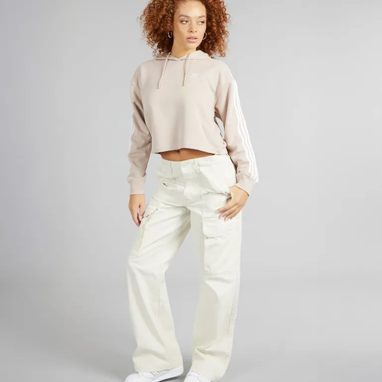 adidas Originals Damen Adicolor 3 Streifen Kurzer Hoodie Wonder Taupe
