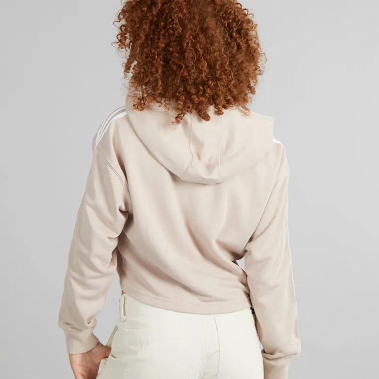 adidas Originals Damen Adicolor 3 Streifen Kurzer Hoodie Wonder Taupe