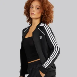 adidas Originals Damen Adicolor Classics Superstar durchgehender Reißverschluss Trainingsjacke Schwarz
