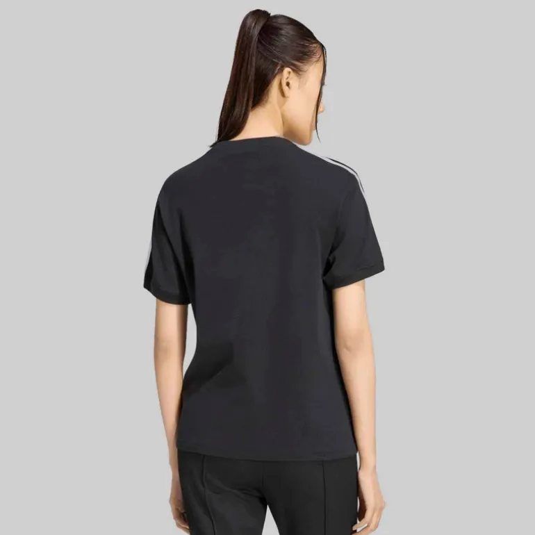 adidas Originals Damen Adicolor 3 Streifen Trefoil T Shirt Schwarz