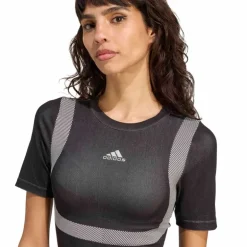 adidas Originals Damen Nahtlos Techfit Baby T Shirt Schwarz/Weiß