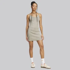 adidas Originals Damen Rippstrick Mini Kleid Silver Pebble