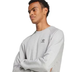 adidas Originals Herren Trefoil Essentials Französisch Frottee Sweatshirt Medium Grey Heather