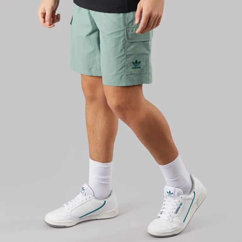 adidas Originals Herren Trefoil Essentials Gewebte Shorts Silver Green