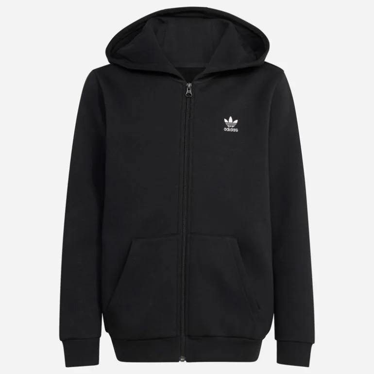 adidas Originals Junior Trefoil Loose Fit Full Zip Hoodie Schwarz